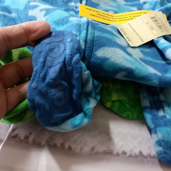 Leveret Lot 4 Fleece Footie Pajamas 6-12M Blue Green Gripper NWT Baby Sleepers - Picture 10 of 12